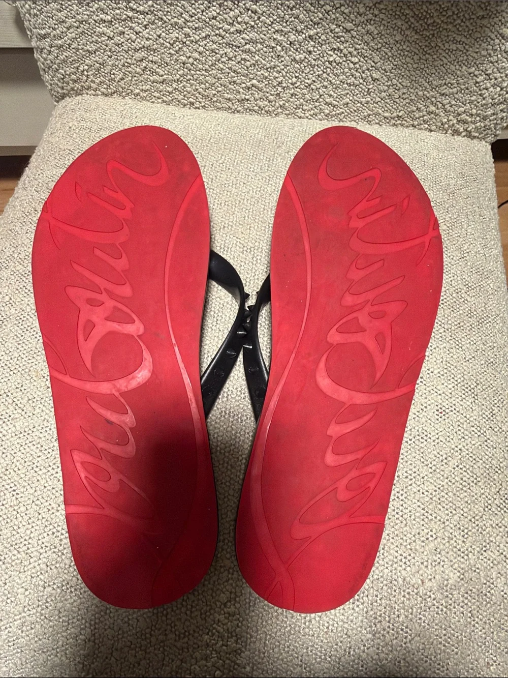 Black Studded Louboutin Flip Flops - Classic Summer Sandals